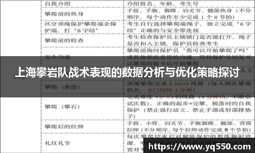 上海攀岩队战术表现的数据分析与优化策略探讨